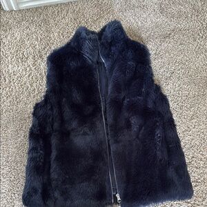 JCrew Faux Fur Vest in Deep Blue